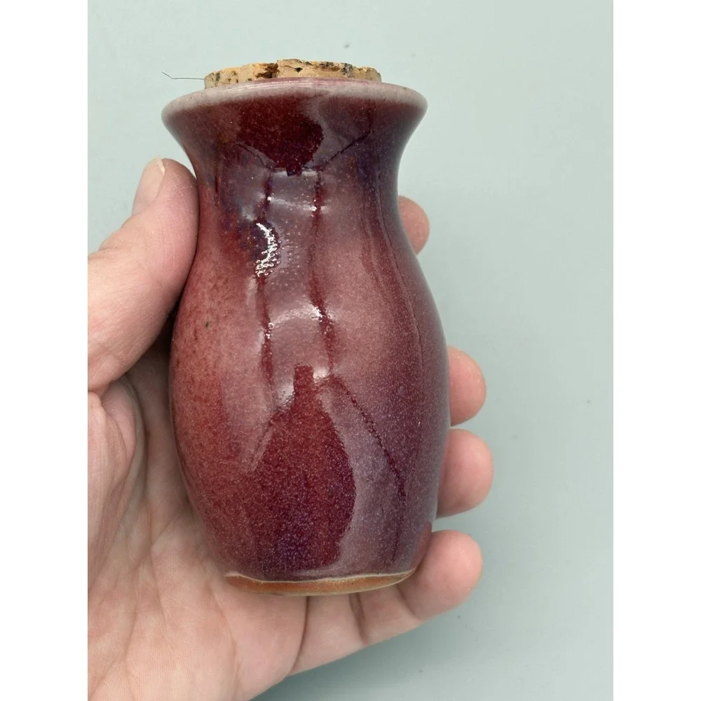 Vintage Porcelain Vase Red Purple Glaze Vase with 3.5